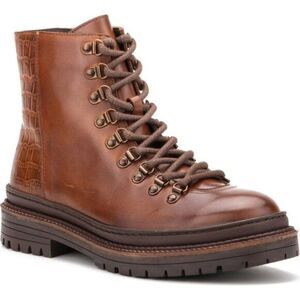 Vintage Foundry Men's Shoes Vulcan Leather Lace-Up‎ Boot Moto Brown Size12 $259